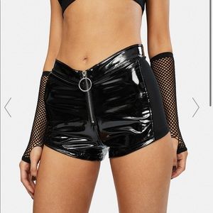 Club exx vinyl and mesh short shorts high waist